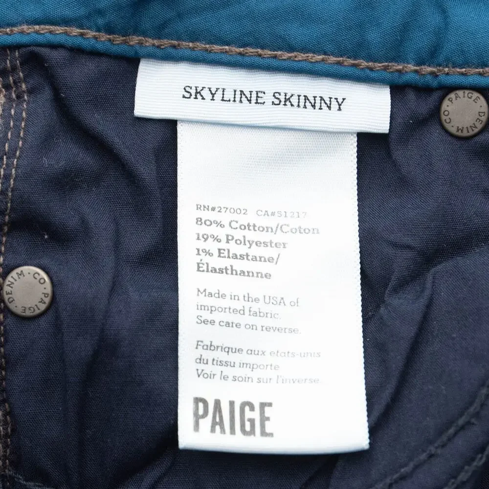 Paige Dark Wash Mid-Rise Skyline Skinny Jeans Size 26